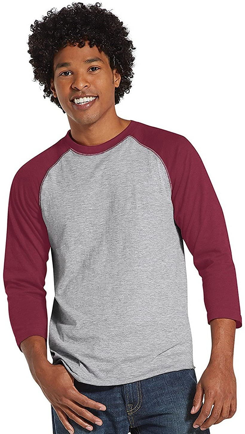 Aquaguard 100% Cotton Men's Vintage Baseball T-Shirt crew neck tee (3 Pack) - XL - VN Heather/VN Burgundy