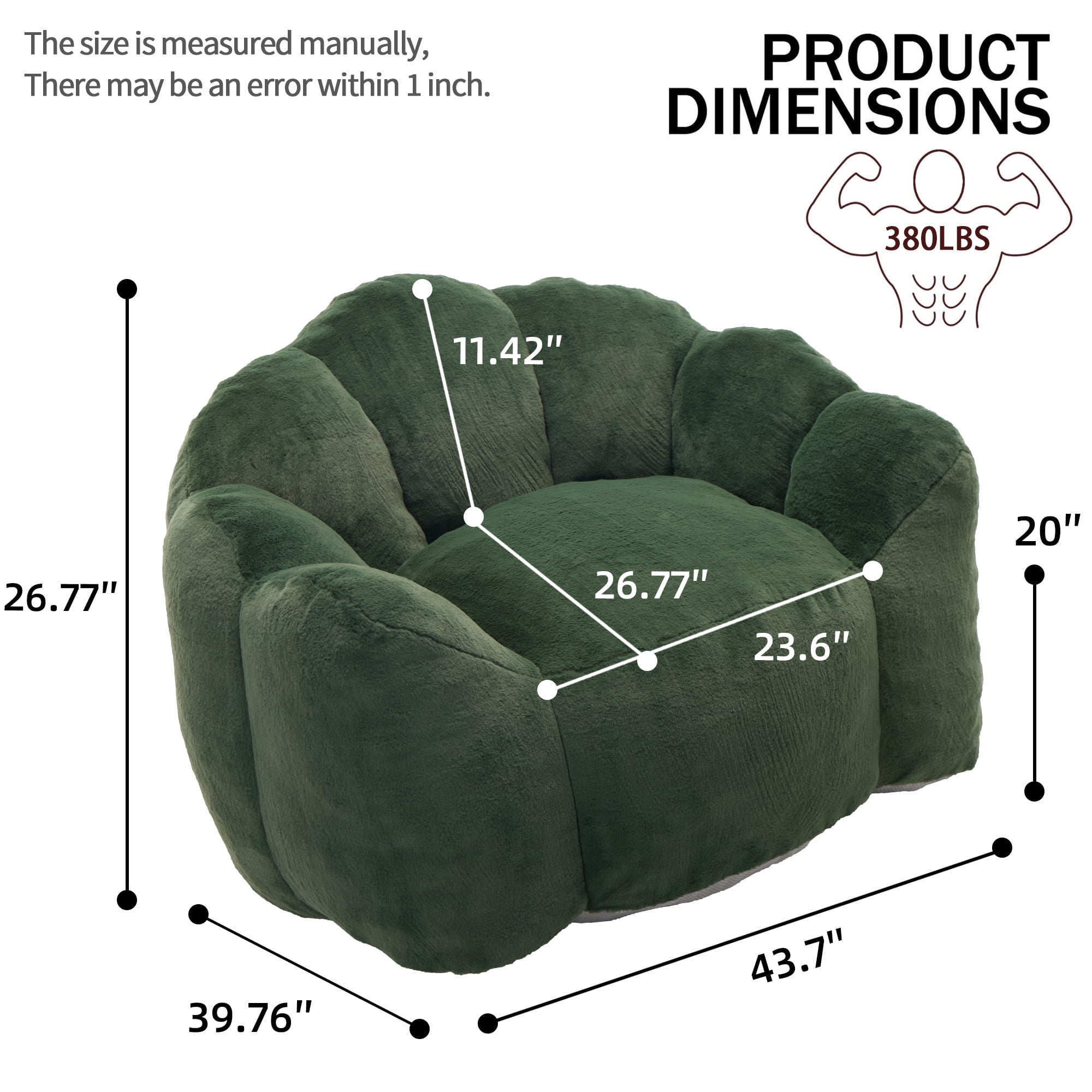 Howcool Adult Lotus Compression Bean Bag Sofa, No Assembly Easy to Move with Pull Ring for Living Room Bedroom