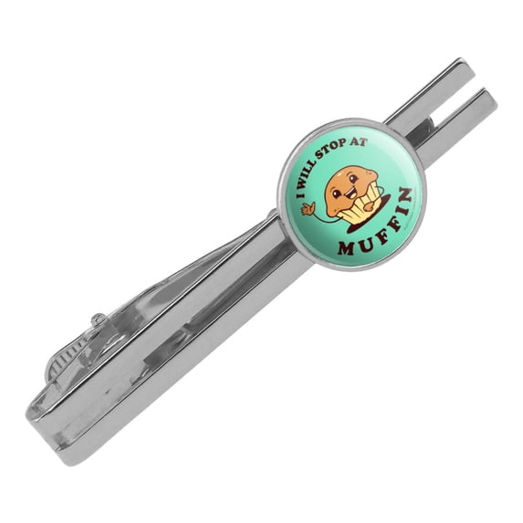 Good For Muffin Nothing Funny Humor Round Tie Bar Clip Clasp Tack Silver Color Plated