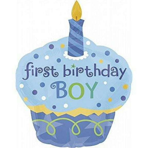 Anagram International Sweet Little Cupcake Boy Balloon, 36", Blue
