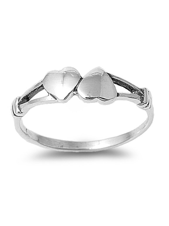 925 Sterling Silver Upside Down Hearts Ring Size 6