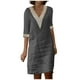 thumbnail image 1 of Vestido de lino de algodón SCZ de manga corta bordado gris XL, 1 of 3