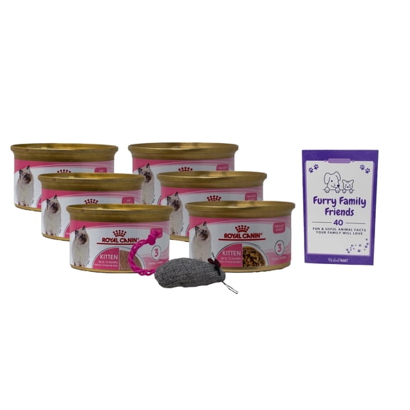 Kitten Food - 2 Flavor Textures 6 Can Sampler, (3) Each: Thin Slices in Gravy, Loaf in Sauce MerlinsMart Zine | Catnip Toy | Royal Canin