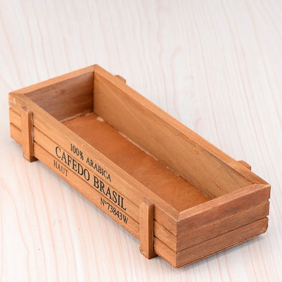 Raindrops Brown Wooden Planter Pot, 4.5 Inch Flower Pot for Cactus and Small Indoor Plants Decoration