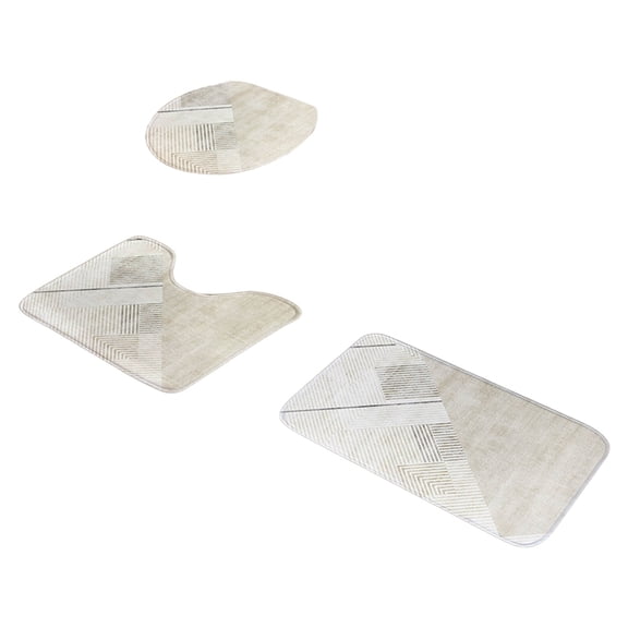 3 Piece Super Soft Bath Mat Set, Water Absorbent Non Slip Toilet Mat, Household Bathroom Safety Rug and Contour Floor Mat for Shower and Tub