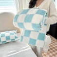 thumbnail image 3 of ROSEKIND Colorful Checkered Flannel Blanket, Super Soft Aesthetic Checkerboard Throw, Thick Fuzzy Fleece Nap Blanket for Single Bed, Gifts for Men, Women and Pets, 50"x60", Light Blue, 3 of 8