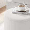 thumbnail image 5 of Tilden 16" Round Performance Velvet Upholstered Ottoman in Alabaster Natural, 5 of 8