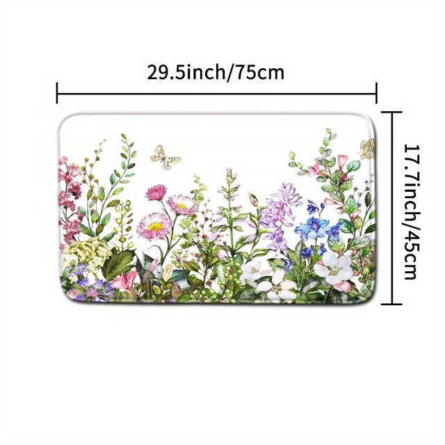 1pc Floral Pattern Waterproof Shower Curtain With 12 Hooks, Non-Slip Bathroom Rug, Toilet U-Shape Mat, Toilet Lid Cover Pad, Bathroom Decor