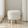 thumbnail image 5 of LEDREM Footstool Round Storage Ottoman with Teddy Fleece Seat, Footrest and Small Table for Living Room and Hallway, White, 5 of 8