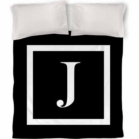 IDG Classic Block Monogram Duvet Cover, Black