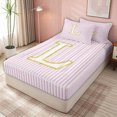 thumbnail image 3 of meiyoeat Gold L Monogram Zipper Twin Comforter Sets with Fitted Sheet and 2 Pillowcases for Kids Girls Women, Pink Stripes Zipper Bedding Set for Bedroom, Pink ReversibleG, 3 of 6
