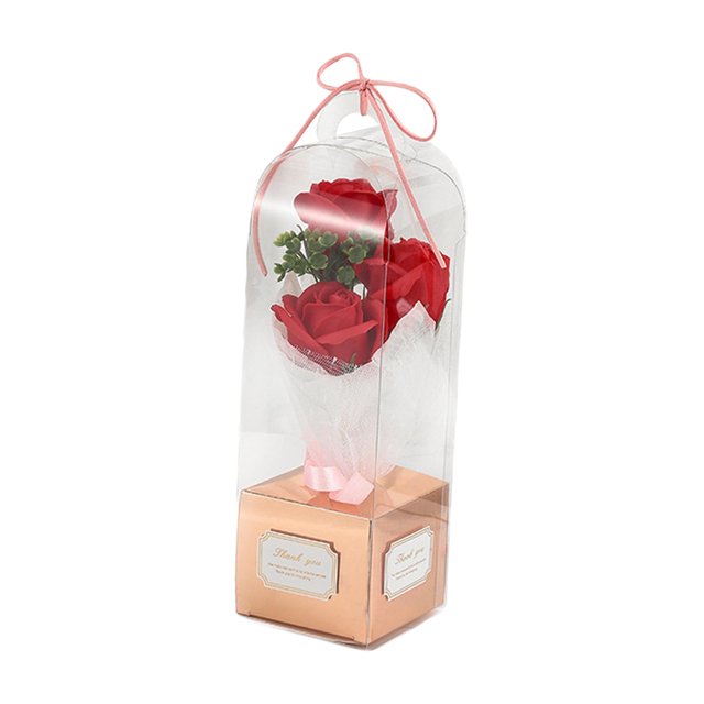 Ramo de flores Caja de regalo de 3 rosas de jabón perfumadas para el día de San Valentín Aniversario Boda Día de la madre Regalo de cumpleaños y perfecl Jabon Floral