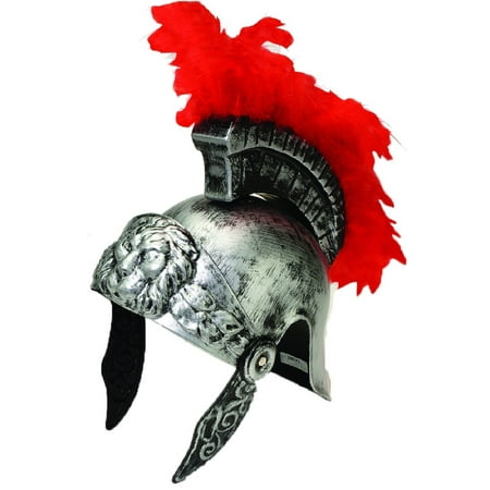 Silver Gladiator Helmet Roman Centurion Spartan Warrior Plastic Costume