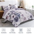 thumbnail image 4 of Dinjoy Floral Comforter Queen 3Pcs Purple Flowers Soft Microfiber Bedding Set Adult(90"x90"), 4 of 7