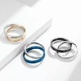thumbnail image 2 of 316L Stainless Steel Double Rings 3mm Band Black/Blue/Rose Gold Ring Size 6-12, 2 of 9