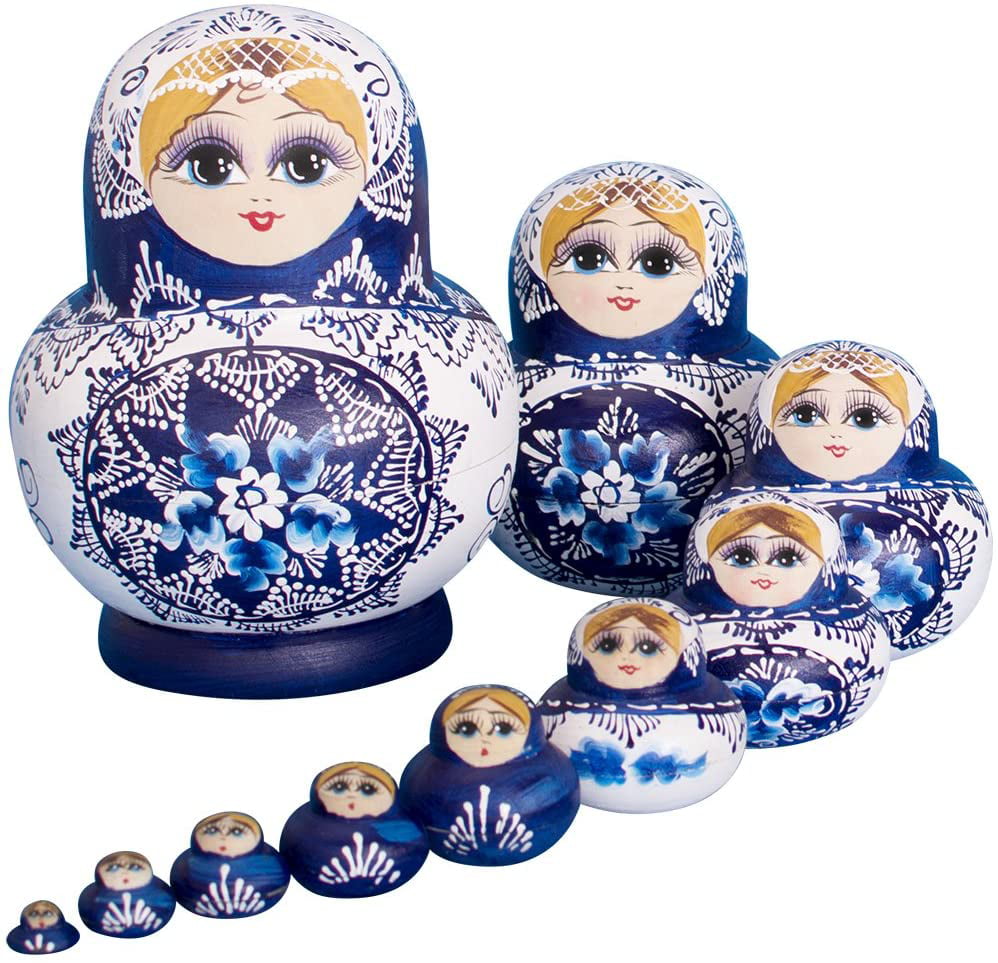 Russian Nesting Dolls Creative Lovely Baby Nesting Dolls for Kids Gift Handmade Nesting Dolls for Home Room Decor 10 Pcs/Set Matryoshka Wood Stacking Nested 
