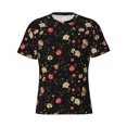 thumbnail image 4 of Vsdgher Red White Flowers Print Men's Dry Fit Mesh Athletic Shirts Moisture Wicking Tennis T-Shirt Tops, 4 of 9