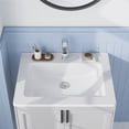 thumbnail image 2 of BeesClover Semi-Recessed Square Vessel Sink 21x17 Inch, White Ceramic Vanity Basin with Single Hole Faucet, Above Counter Bathroom Sink for Small Space Vanity, 2 of 8