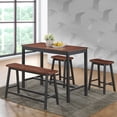 thumbnail image 3 of Costway 4 Pcs Solid Wood Counter Height Table Set w/ Height Bench & Two Saddle Stools, 3 of 6