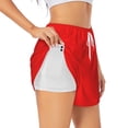 thumbnail image 3 of Lsque Red Printed Women's Running Shorts with Liner Pockets,Elastic Quick Dry Workout Athletic Gym Yoga Shorts,Womens High Waist Shorts-X-Large, 3 of 9