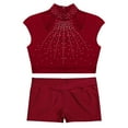 thumbnail image 4 of vastwit Kids Girls Figure Skating Gymnastics Performance Outfit Sleeveless Crop Top+ Shorts Set 2Pcs Burgundy 10, 4 of 7