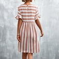 thumbnail image 3 of Women's Summer Casual T-Shirt Dress Ruffle Short Sleeve Tunic Striped Swing Midi Dresses with Pockets, 3 of 6