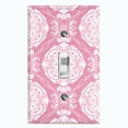 thumbnail image 1 of Metal Light Switch Plate Cover Mandala Pink White Floral Pattern Damask MDL076, 1 of 13