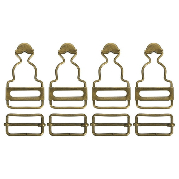 Overall Buckles 4 Sets Metal Suspender Replacement Buckles 25mm Bronze Tone