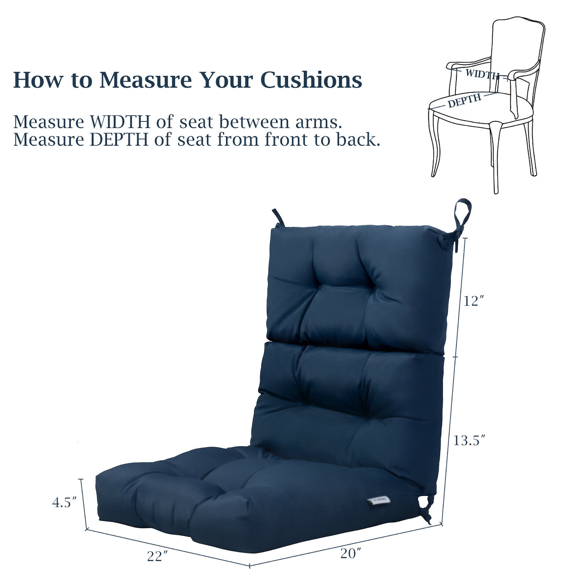 Costway 22''x44'' Back Chair Cushion Tufted Pillow Patio Seating Pad Blue