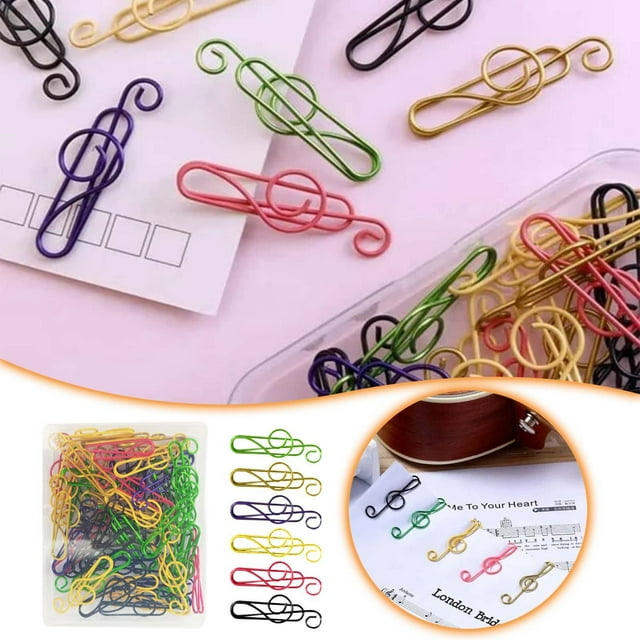 Fixing Clip 1 Music Colorful Metal Paper Clips for School Daily Use - Colorful Music Lover Supplies with Cute and Durable Paper Clips