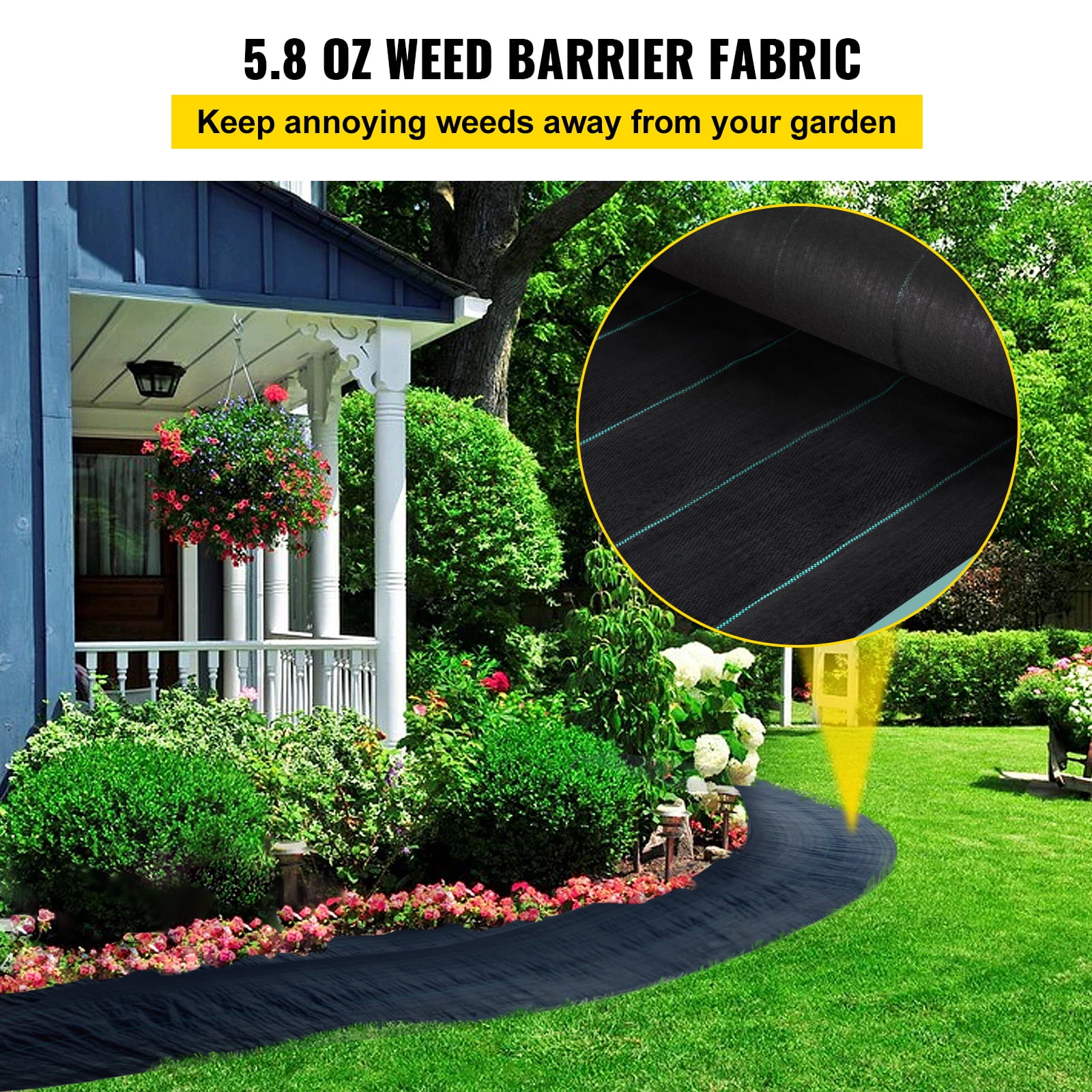 Weed Barrier Landscape Fabric Heavy Duty Durable Weed Blocker Cover Outdoor Gardening Weed Control Mat Garden Driveway Ground Cover Weed Cloth Geotextile Fabric 5.8oz 4ft x 300ft 4ft x 300ft