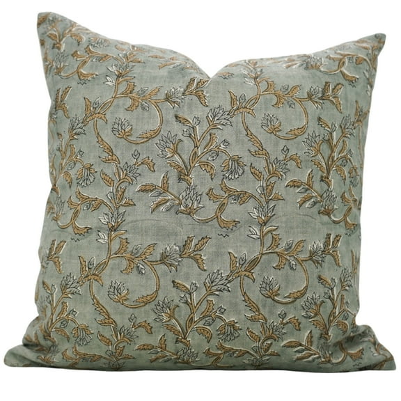 Fabdivine Hand Block Print Pure Linen Pillow Covers, Boho Home Décor, 12X20, Throw Pillowcase Cushion Cover with Zipper for Sofa, Couch, Home Décor, Outdoor, Farmhouse, Living Room, Pushap Varsha