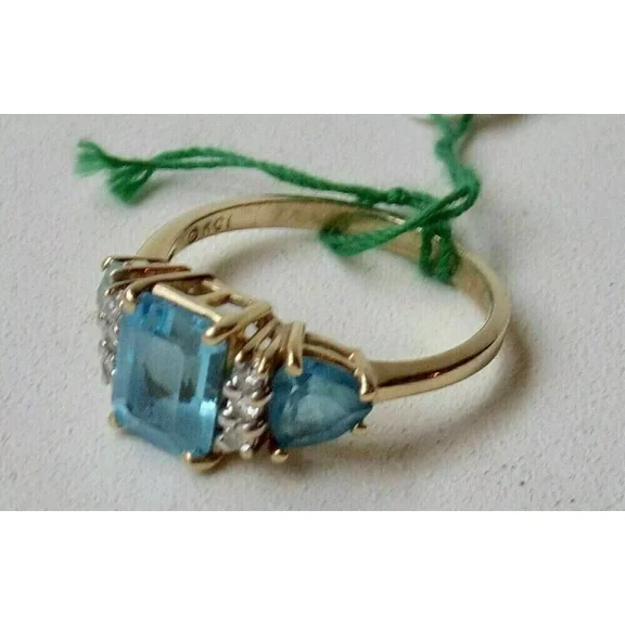 4.20Ct Emerald Cut Created Aquamarine Women's Ring 14K Yellow Gold Plated