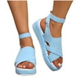 thumbnail image 4 of Aueoeo Womens Platforms Sandals Soft Comfortable Lightweight Walking Shoes Crossed Ankle Strap Casual Low Wedge Sandals, 4 of 7