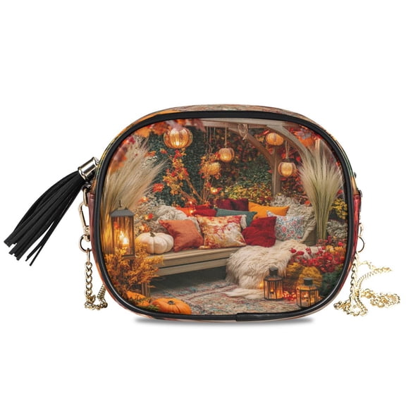 Womens Casual Chain Shoulder Bag Simple style Cozy Autumn Garden Crossbody Bag