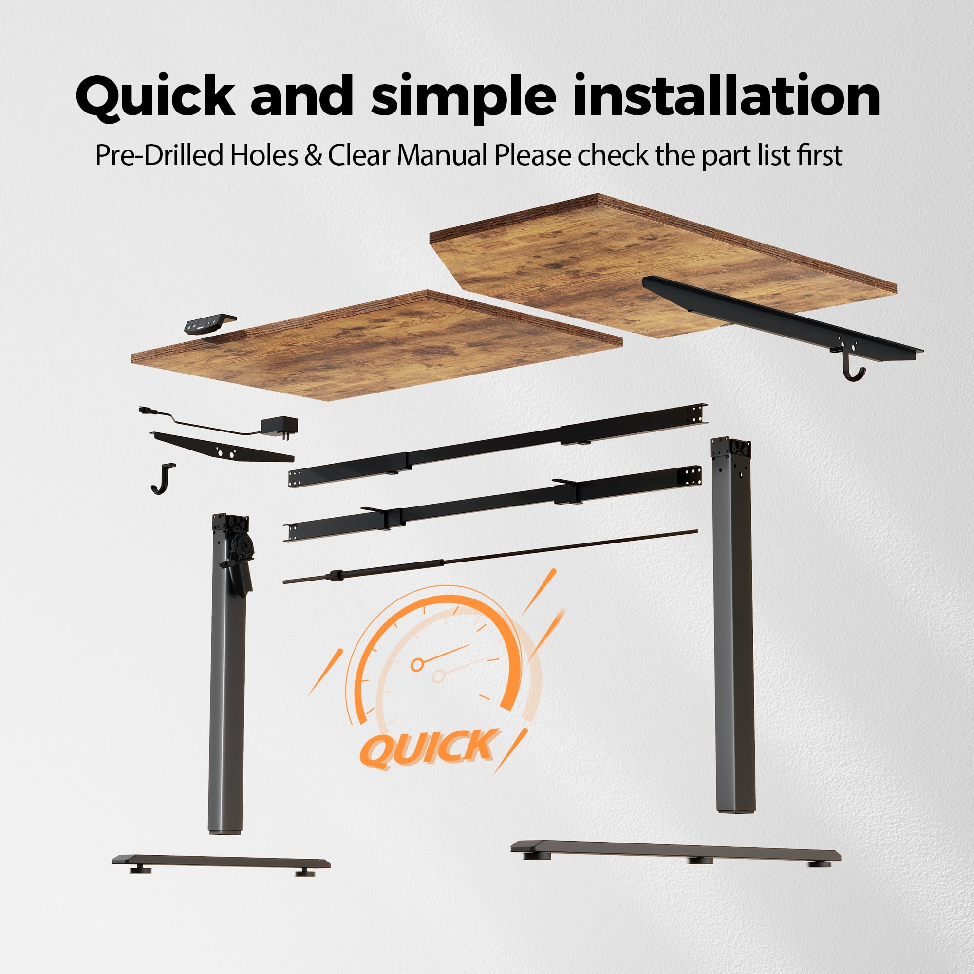 59.1 Inch Electric L-Shaped Height Adjustable Standing Desk, Sit to Stand Corner Desk with Memory Presets and Hooks, Ergonomic Home Office Computer Desk for Workstations, Rustic Brown