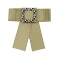 thumbnail image 1 of Broche de lazo cuadrado de color sólido grande para mujer INSPIRE CHIC con rhinestones para un estilo retro chic en caqui, 1 of 1