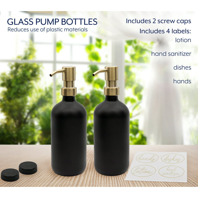 3 Soap Dispenser Wall Mounted No Screws Needed Amber Glass Bottles Matt  Pump for Shampoo, Conditioner and Soap Customizable 