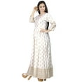 thumbnail image 2 of Chandrakala Gold Foil Printed Long Kurti for Women Rayon Indian Ethnic Tunic ,Small (K199WHI1), 2 of 4