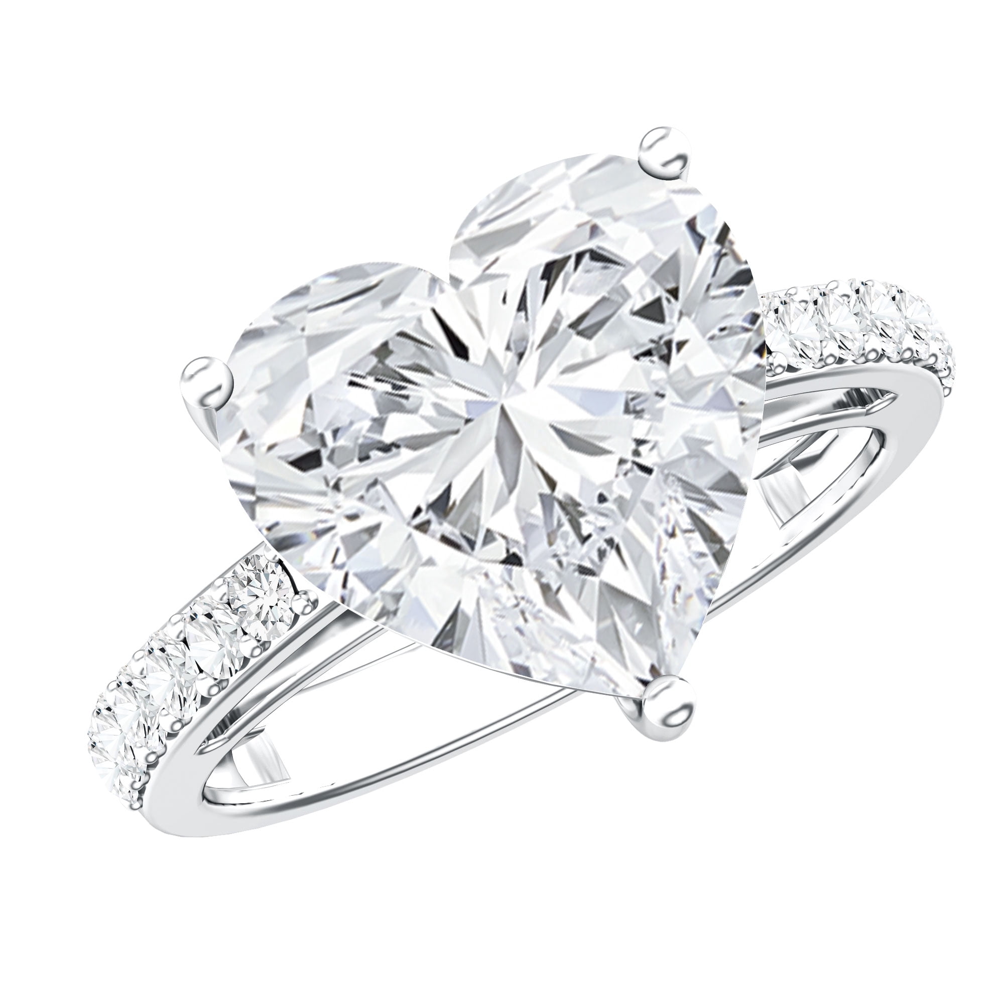 Rosec Jewels IGI Certified Lab Grown Diamond Heart Engagement Ring 5 Carat - E-VS1 Quality - Big Diamond Solitaire Ring for Women, 925 Sterling Silver, US 4.00