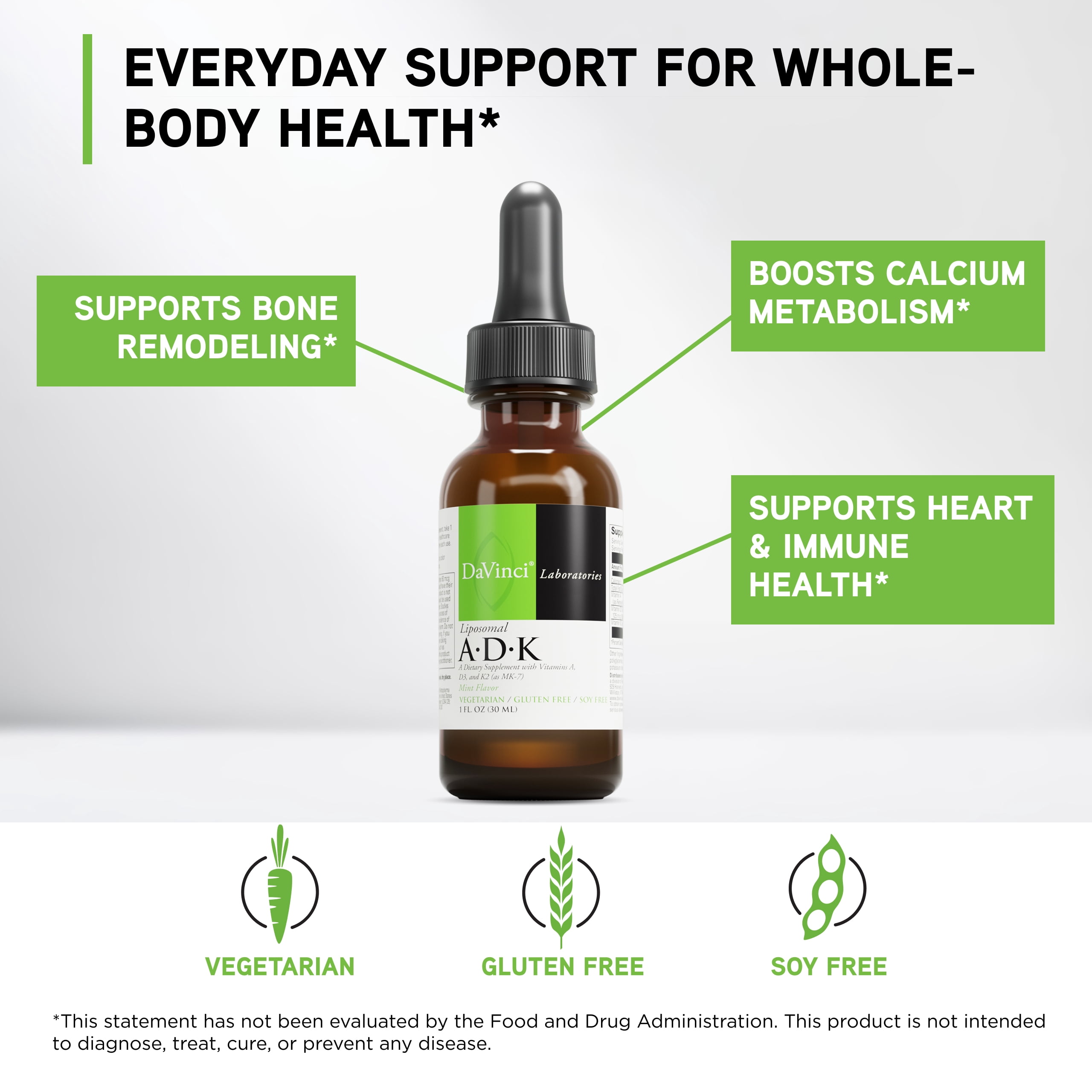 DaVinci Labs Liposomal A.D.K. - Support Immune & Heart Health* - 30 Servings - 30 ml
