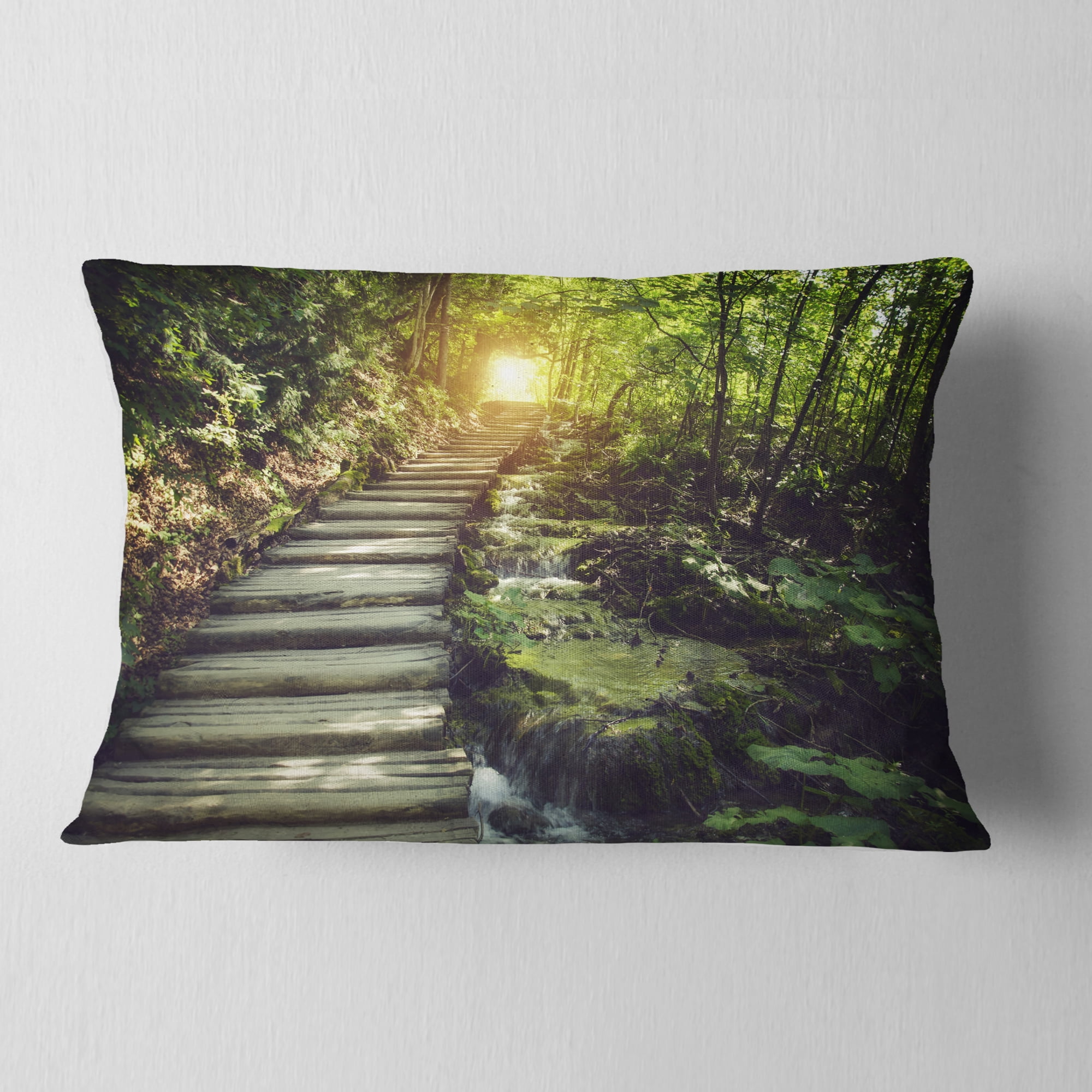 Designart Misty Journey Ahead - Landscape Photography Throw Pillow - 12x20