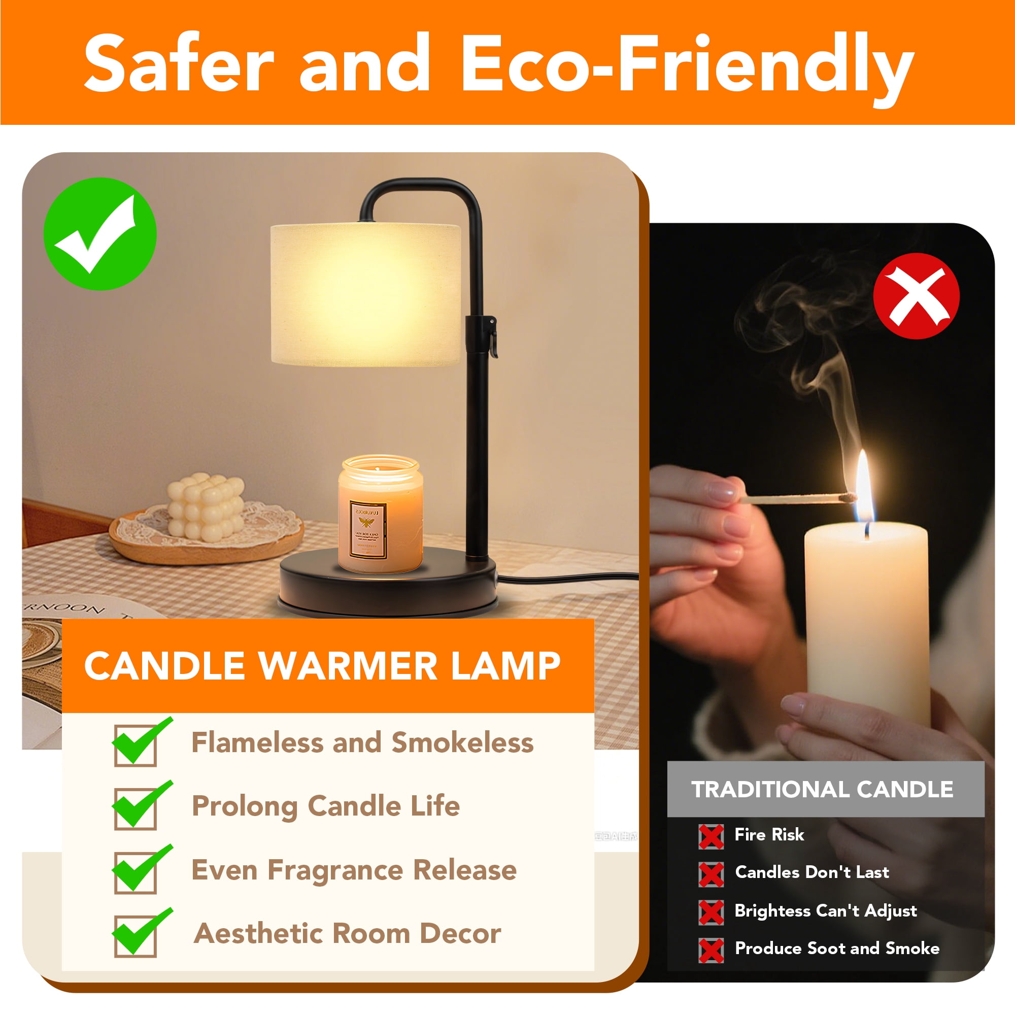 DAYBETTER Candle Warmer Lamp with Timer, Dimmable,Adjustable Height Wax Warmer Lamp with 2*50W Bulbs, House Warming Gifts for Mom Friend Bedroom Home Decor DAYBETTER Candle Warmer Lamp with Timer, Dimmable,Adjustable Height Wax Warmer Lamp with 2*50W Bulbs, House Warming Gifts for Mom Friend Bedroom Home Decor - Image 4