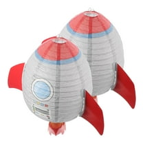 BESTOYARD 2 Pcs Space Rocket Lanterns Solar System Hanging Decorations for Kids Classroom Science Birthday Outer Space Parties