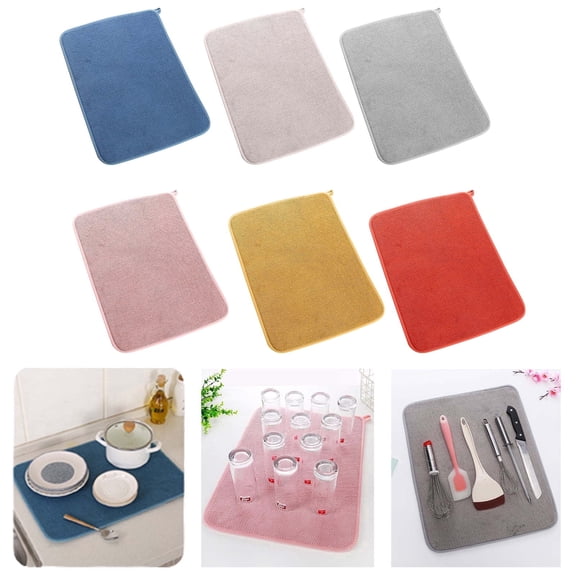 BRICKSWAN Microfiber Dish Drying Mat for Kitchen Counter, Absorbent Heat-Resistant Pad