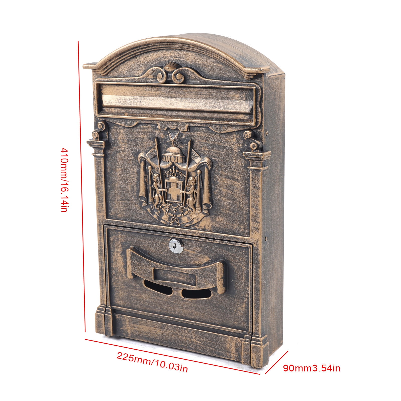 Retro Vintage Mailbox, Bronze, European Wall Mounted Mailbox with Lock for Offices, Posts