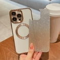 thumbnail image 3 of Compatible with iPhone 12 Pro Max Magnetic Gardient Glitter Case, Plating Bling Cute Case with MagSafe for Women Girls Full Camera Protector Back Cover for iPhone 12 Pro Max 6.7'' Gold, 3 of 8