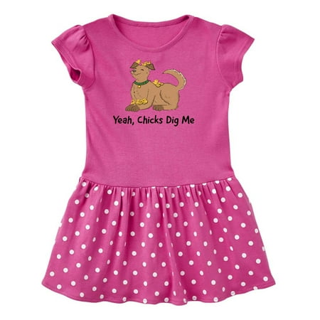 

Inktastic Yeah Chicks Dig Me with Cute Brown Dog and Easter Chicks Gift Toddler Girl Dress
