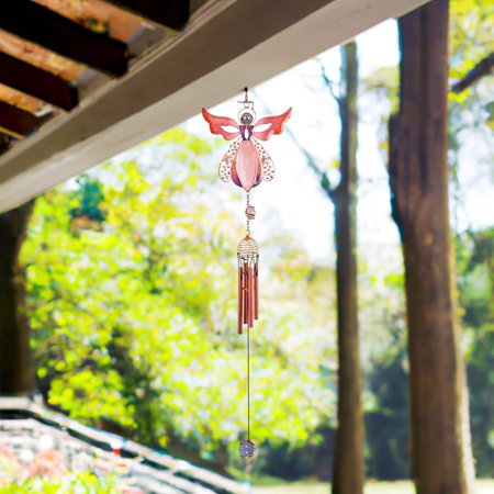 ICE ARMOR 27" Long Pink Angel Gem Wind Chime Garden Patio Decoration