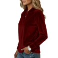 thumbnail image 4 of Women's Polos Shirts 2026 Elegant Long Sleeve Button Down Velvet Shirt Casual Dressy Business Work Henley Blouses, 4 of 7